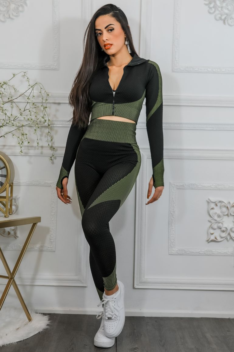 Honey Comb Textured Workout Outfit - Sporty & Stylish Set