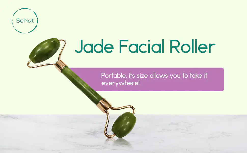 BeNat Jade Facial Roller - Skincare Massage for Radiant Skin