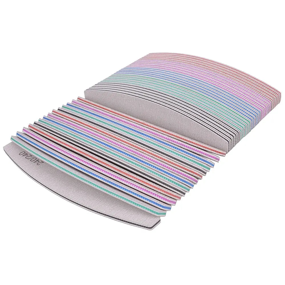 Professional Nail File Set - 5/10 Pcs, 80 to 240 Grit, Half-Moon Design