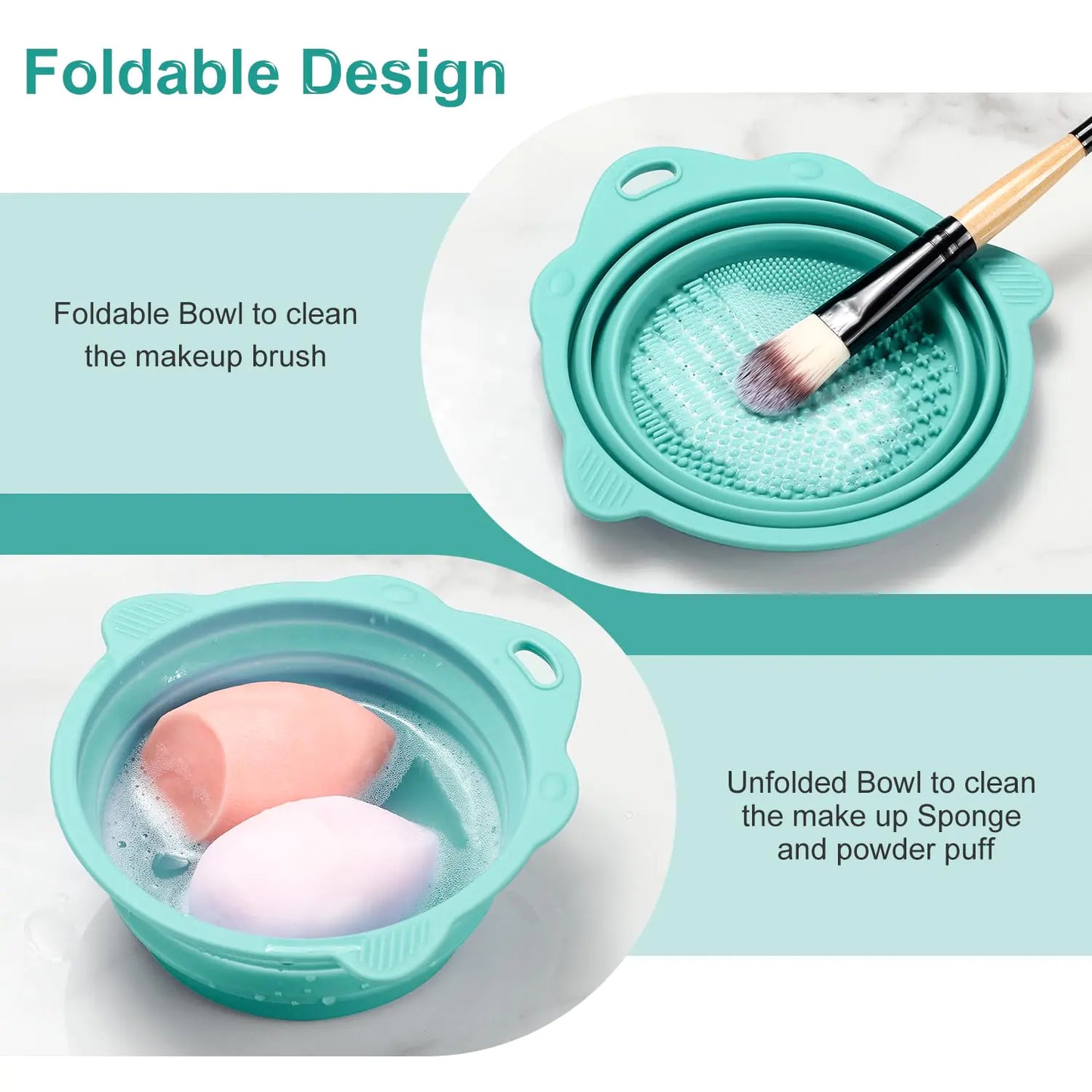 Foldable Silicone Makeup Brush Cleaner Bowl | Portable & Eco-Friendly