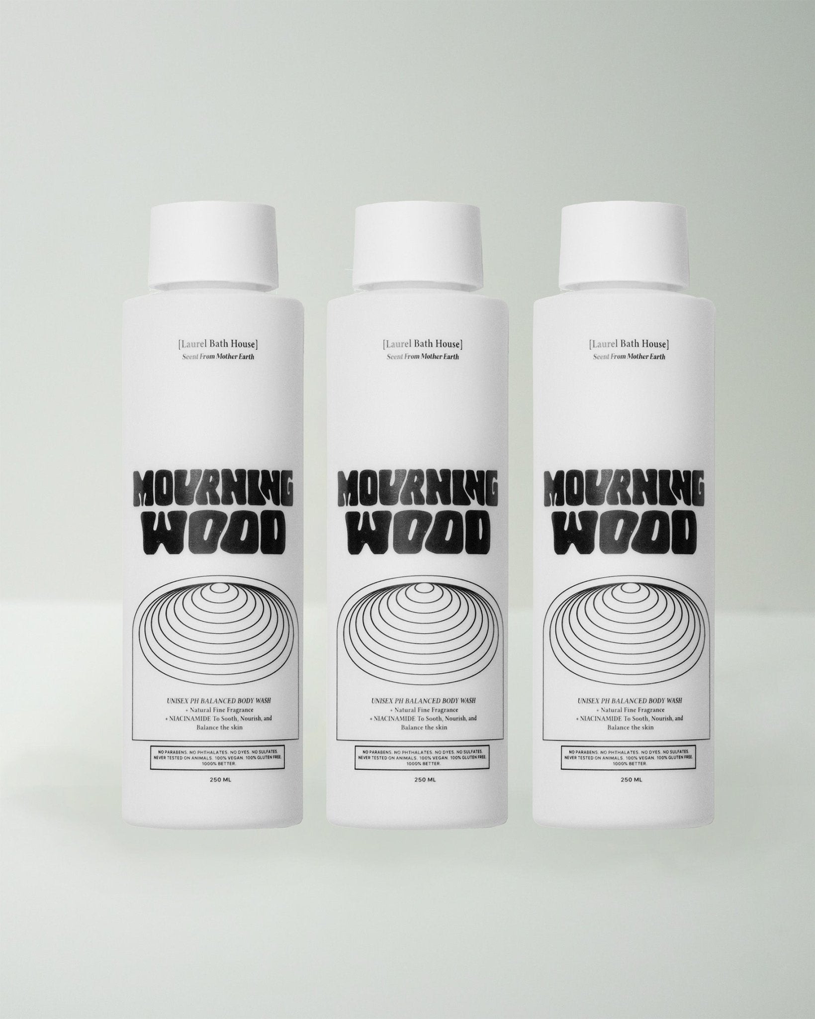 3 - Pack MOURNING WOOD – Oud Wood, Black Rose & Upcycled Cedar Gel Body Wash - GNS Beauty & Personal Care