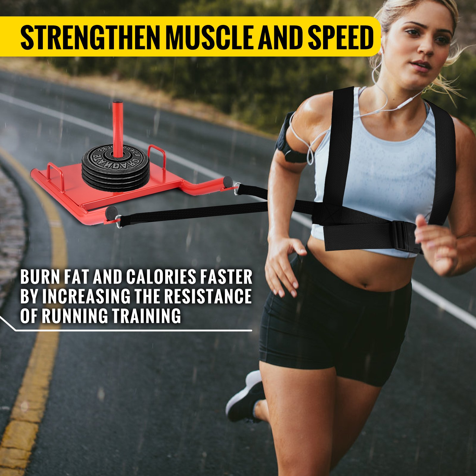 Heavy-Duty Fitness Sled for Home Gym - Adjustable Weight Training Tool