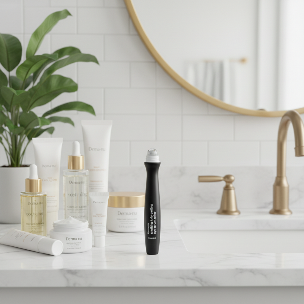 Anti-Wrinkle & De-Puffing Eye Serum Roller - Rose Water & CoQ10 Cooling Treatment (2 oz)