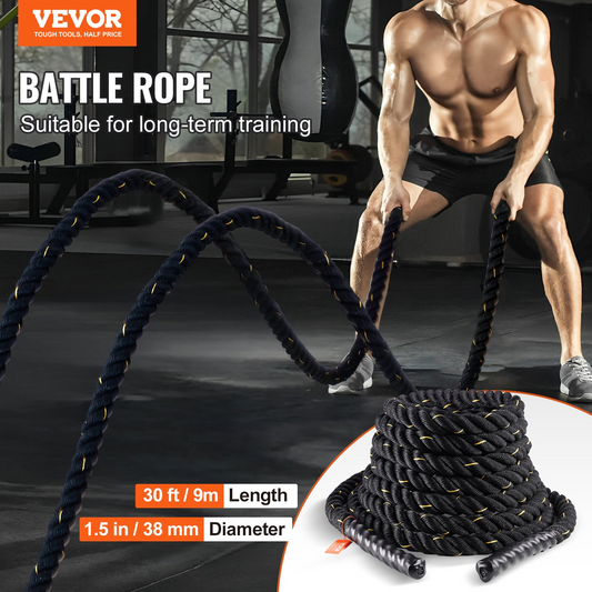 VEVOR Premium Battle Rope 1.5" x 30Ft - The Best Battle Ropes for Home Workouts