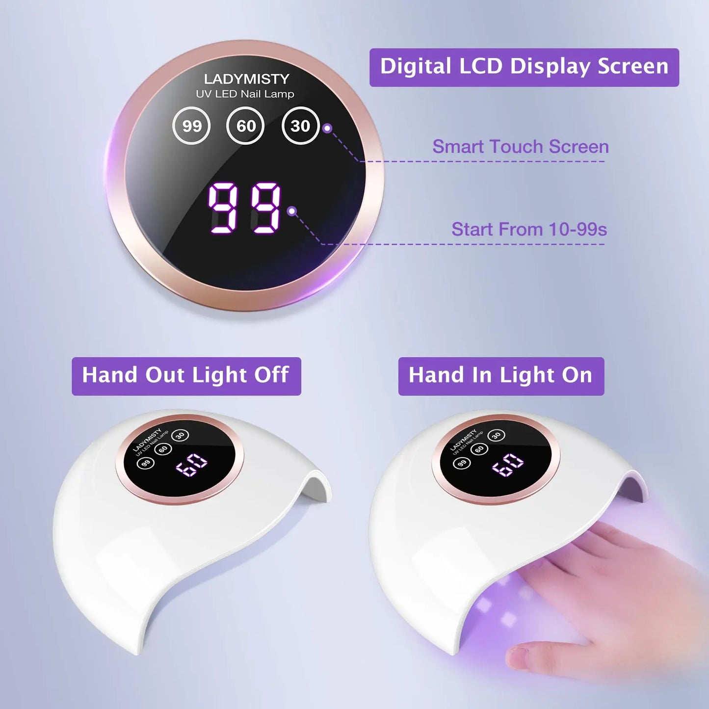 Professional 72W UV LED Nail Lamp with 18 Beads & LCD Touch Display