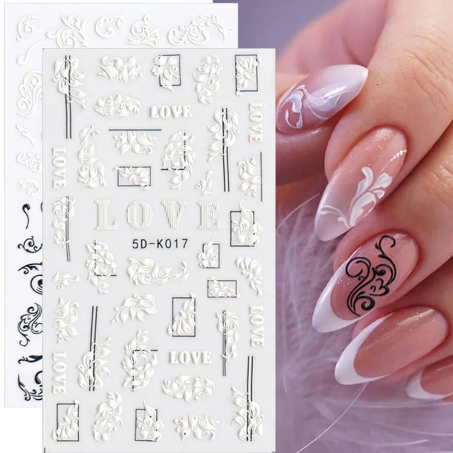 3D Embossed White Lace Butterfly Nail Stickers - Elegant Bridal Nail Art - GNS Beauty & Personal Care