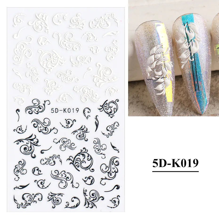3D Embossed White Lace Butterfly Nail Stickers - Elegant Bridal Nail Art - GNS Beauty & Personal Care