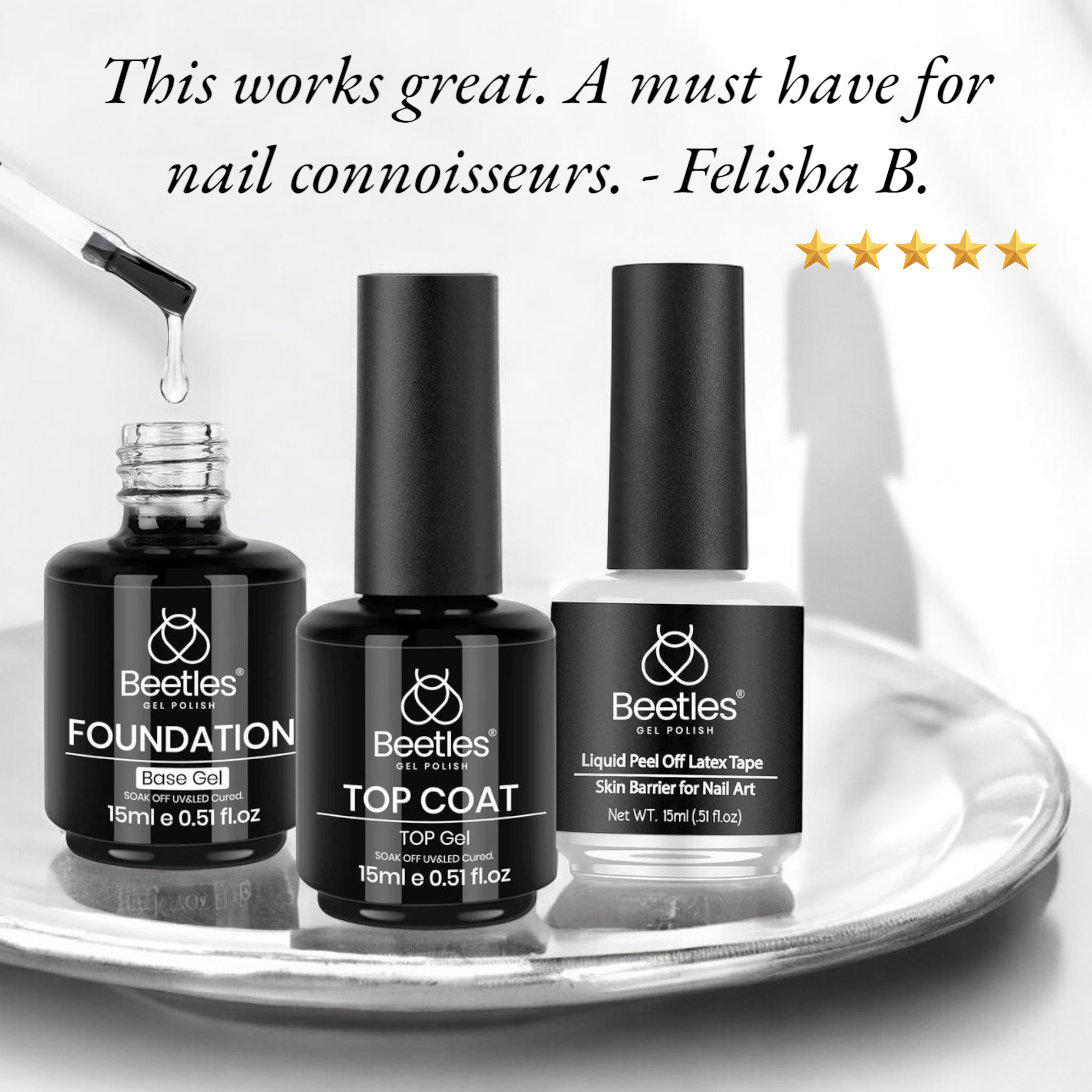 3Pcs Gel Polish Set: Top & Base Coat with Liquid Latex - GNS Beauty & Personal Care