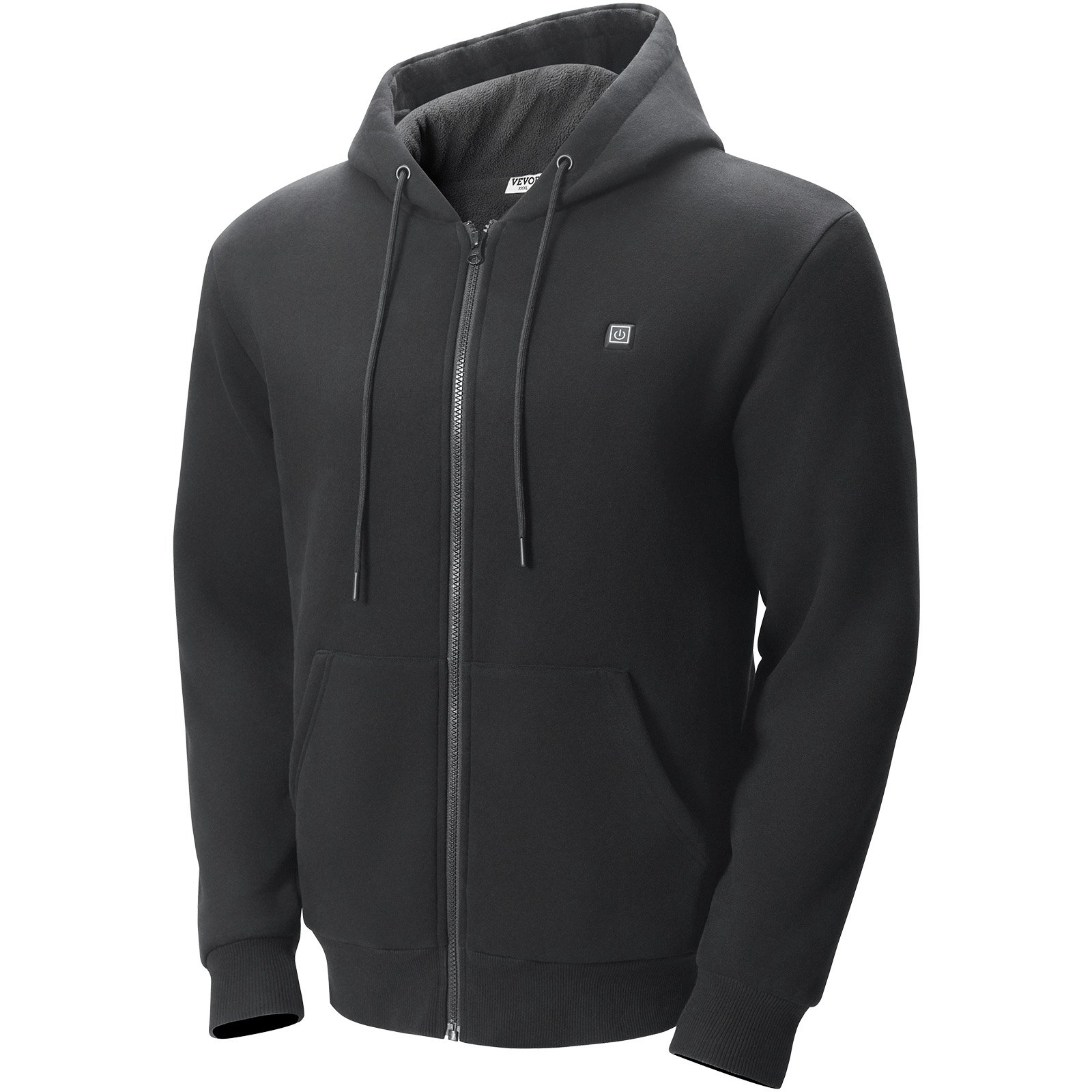 Unisex VEVOR Heated Hoodie with Battery | 3 Heat Levels & 10-Hour Warmth, Black - Size L.