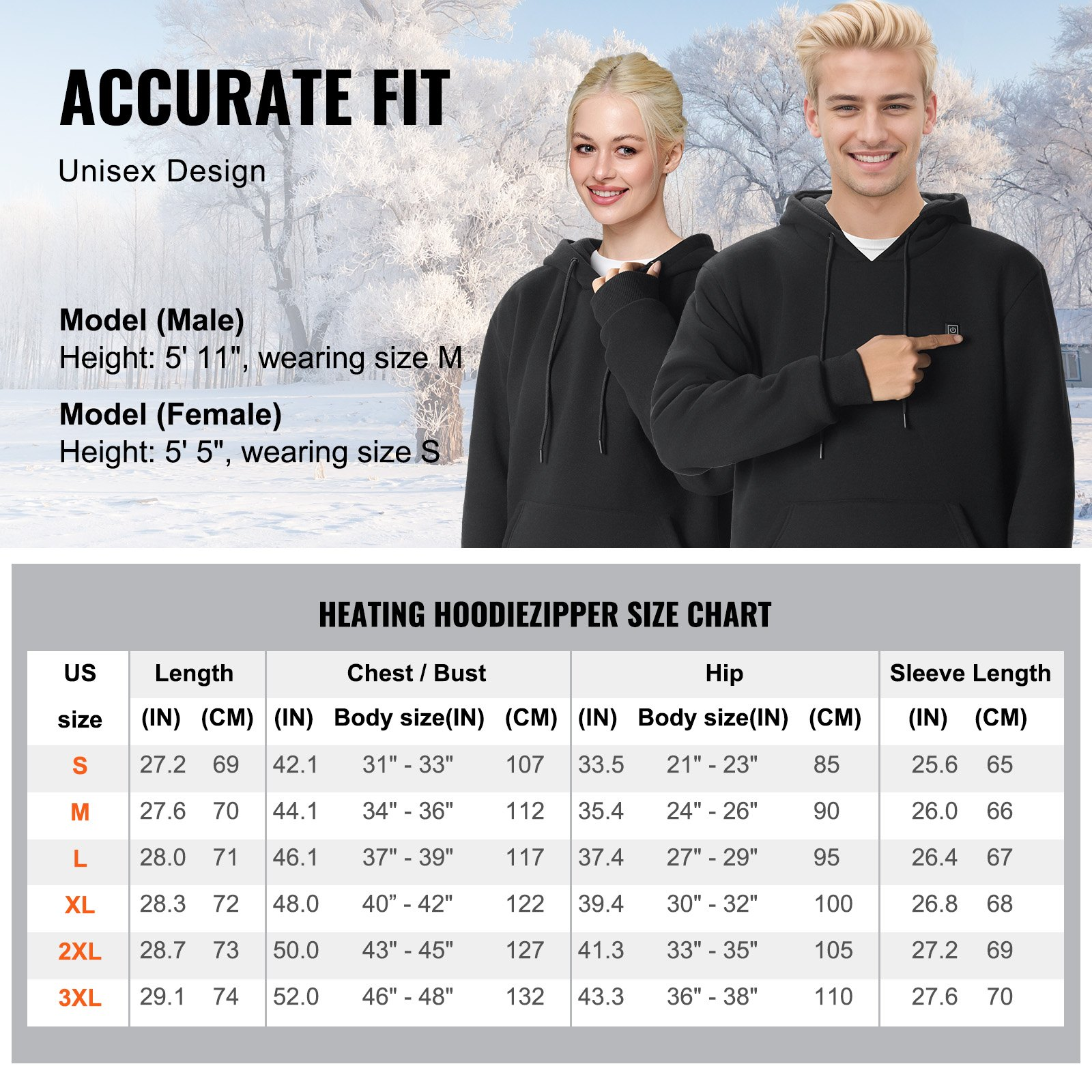 Best Heated Hoodie 2025 - VEVOR Cold Weather Unisex, Black, 10-Hour Battery.