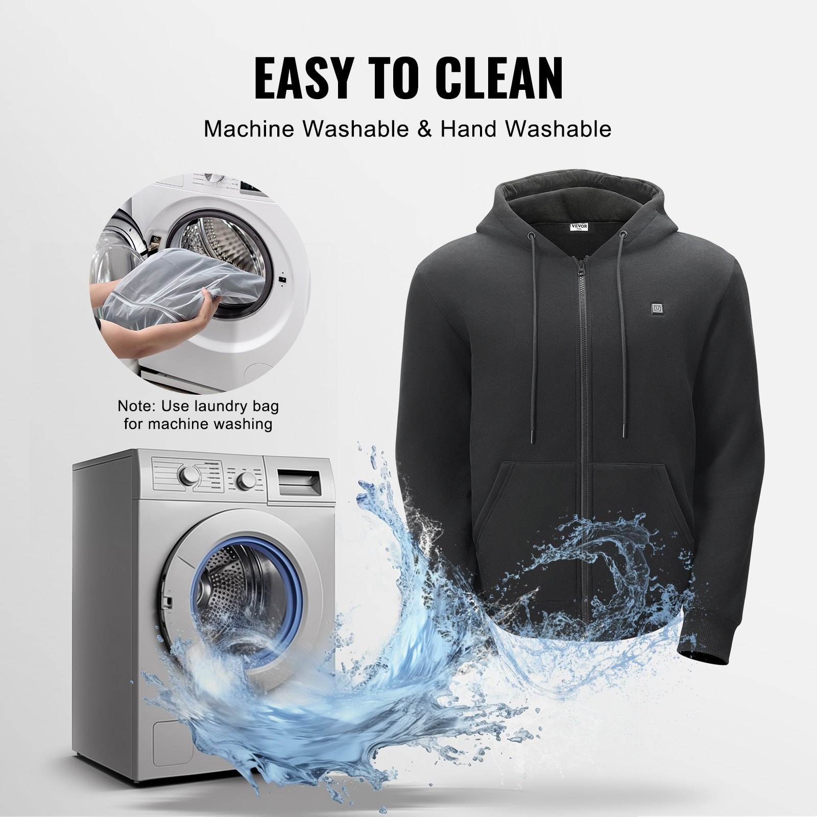 VEVOR Heated Zip-Up Sweatshirt – Unisex Hoodie with Battery.