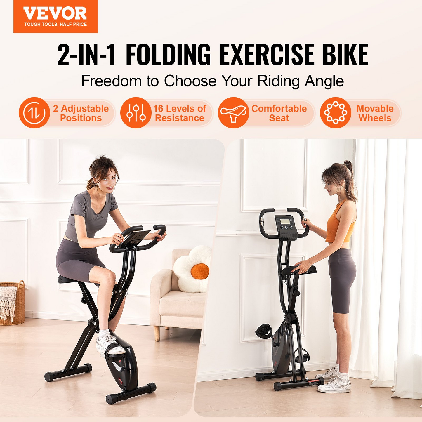 VEVOR Folding Exercise Bike | Compact & Versatile Indoor Fitness