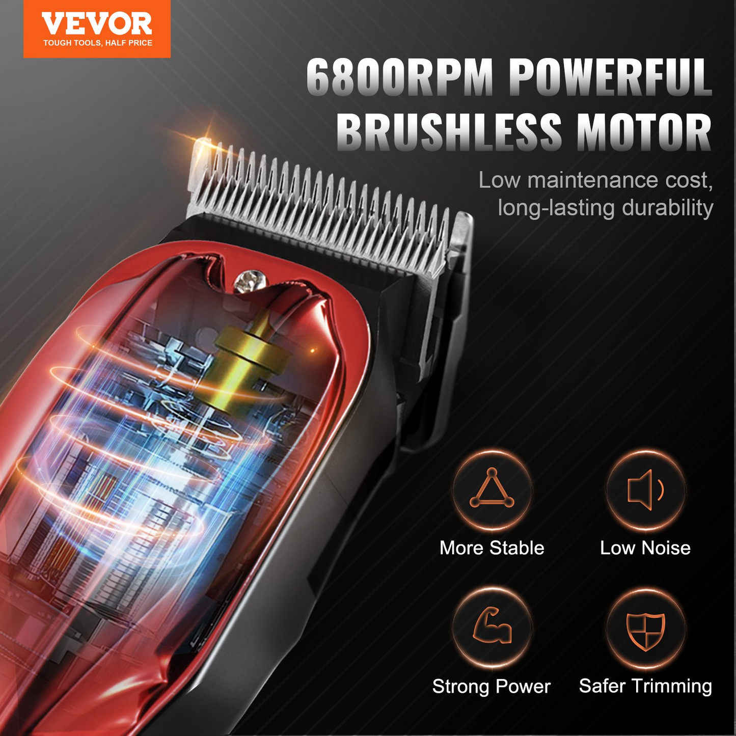 VEVOR Professional Hair Clippers for Men with 6800RPM Motor & LCD Display