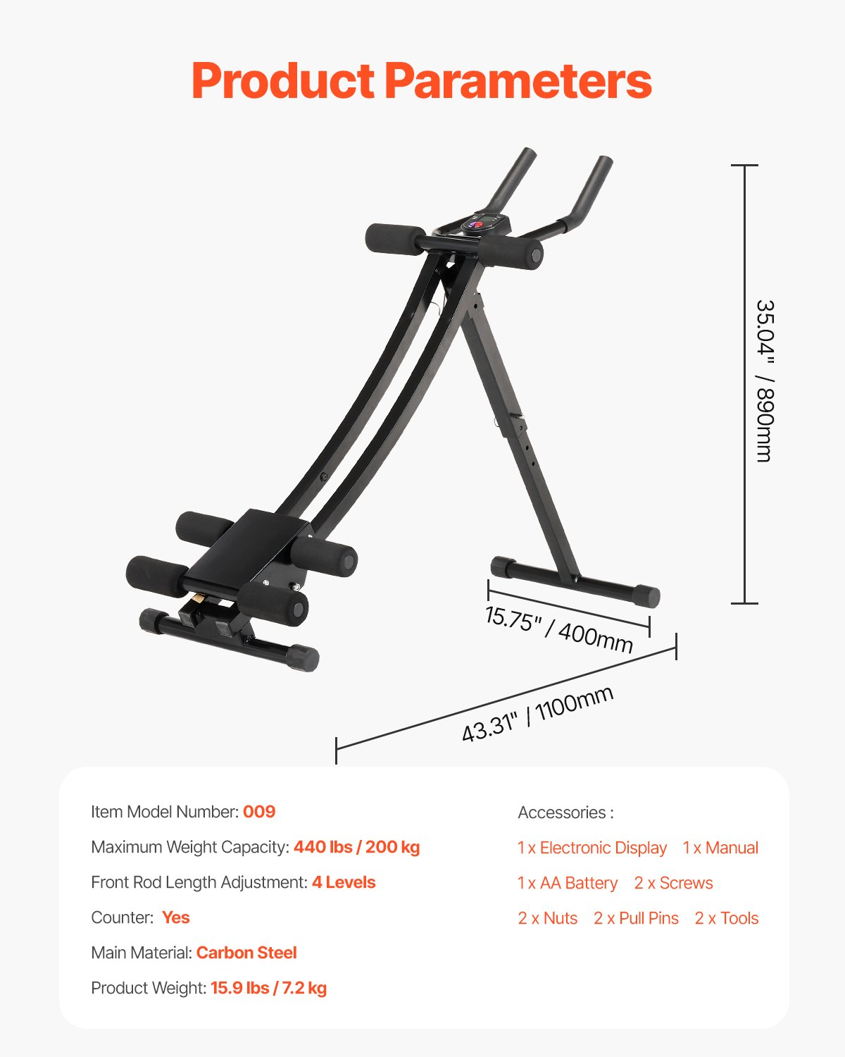 Adjustable Ab Trainer - Home Gym Core Workout Machine