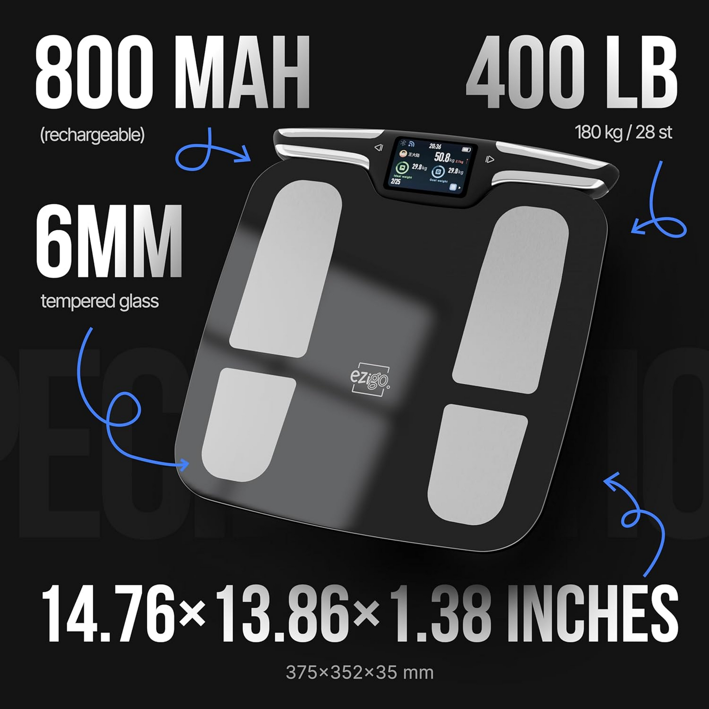 Professional Smart Body Composition Scale - 56 Metrics, WiFi, BMI, BMR, Muscle Mass, Bioimpedance, Apple Health & Google Fit.