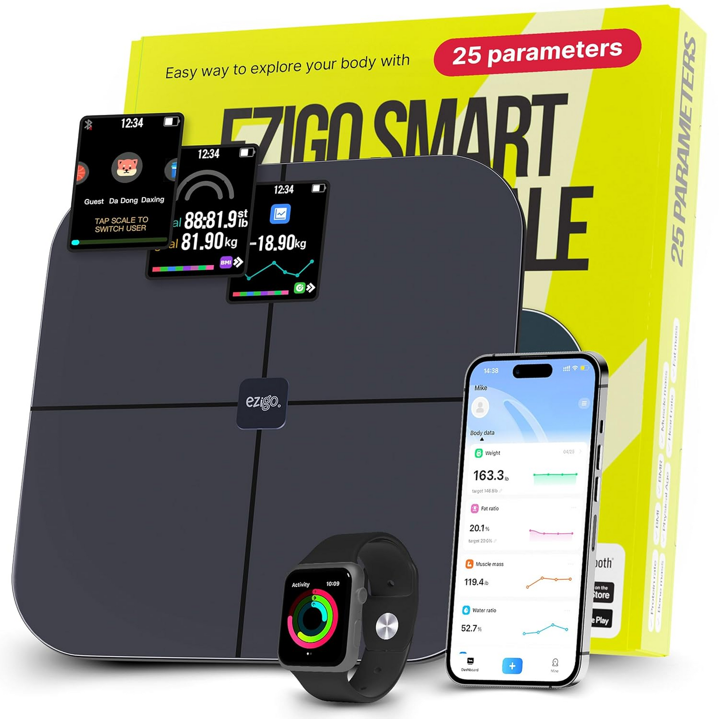 Professional Smart Scale with 25 Metrics – Dark Navy.