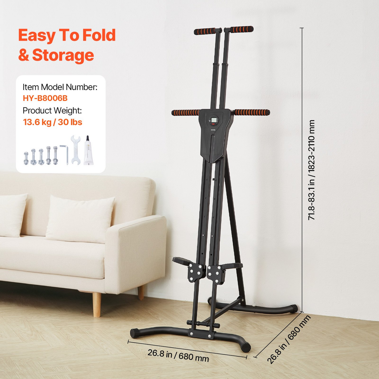 Foldable Stair Stepper Machine - Vertical Cardio Climber for Total Body Workout