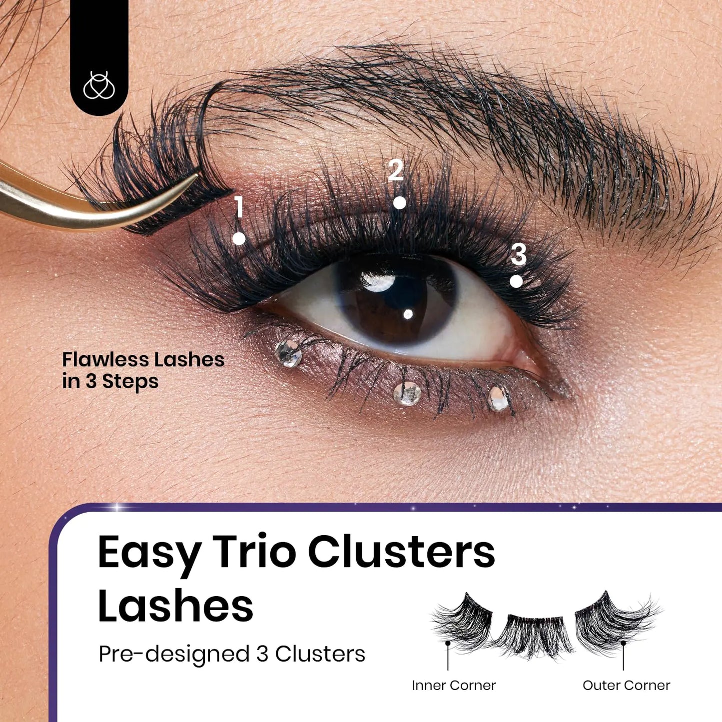 Beetles Easy Lashes Trio Lash Clusters - Super Natural Wispy Lashes