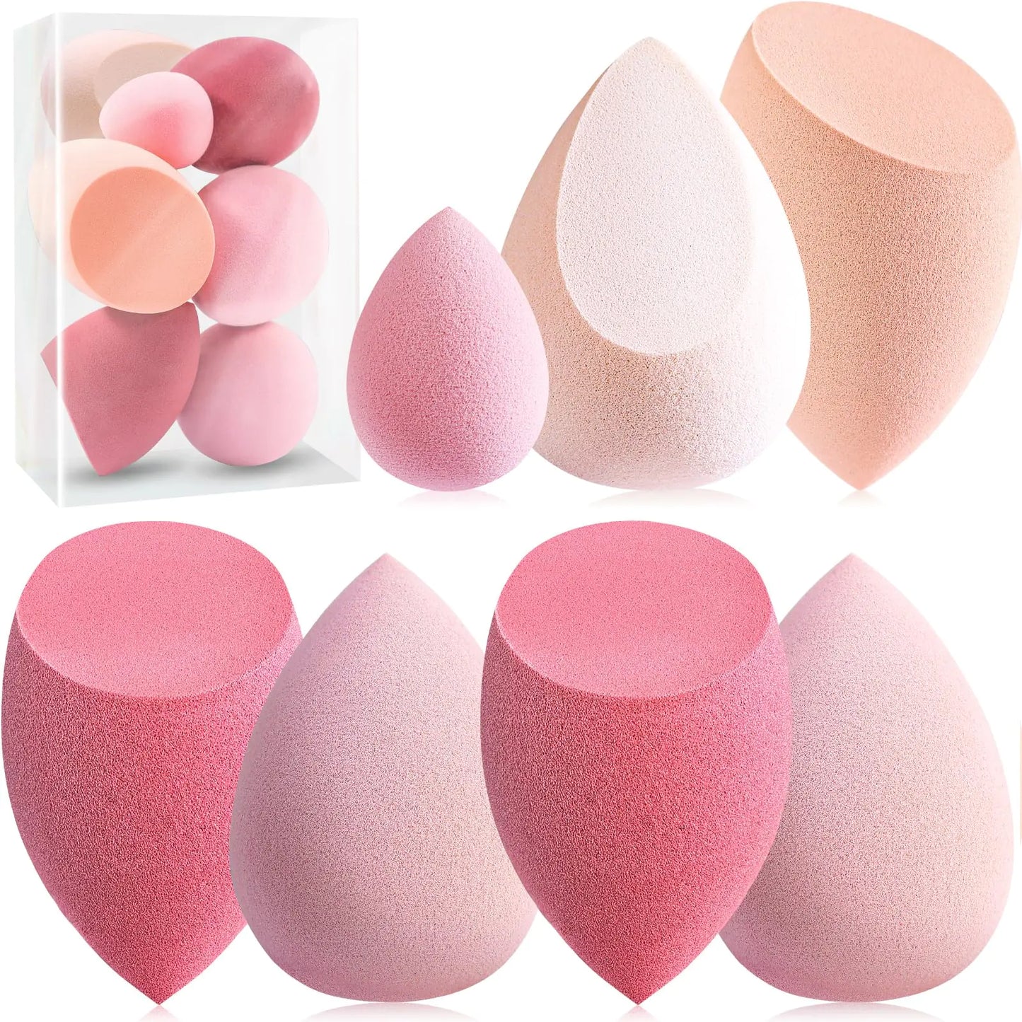 Latex Free Makeup Sponge Set - 7 Multi-Colored Beauty Blenders with Mini Sponge, Perfect for Liquid, Cream, and Powder Application