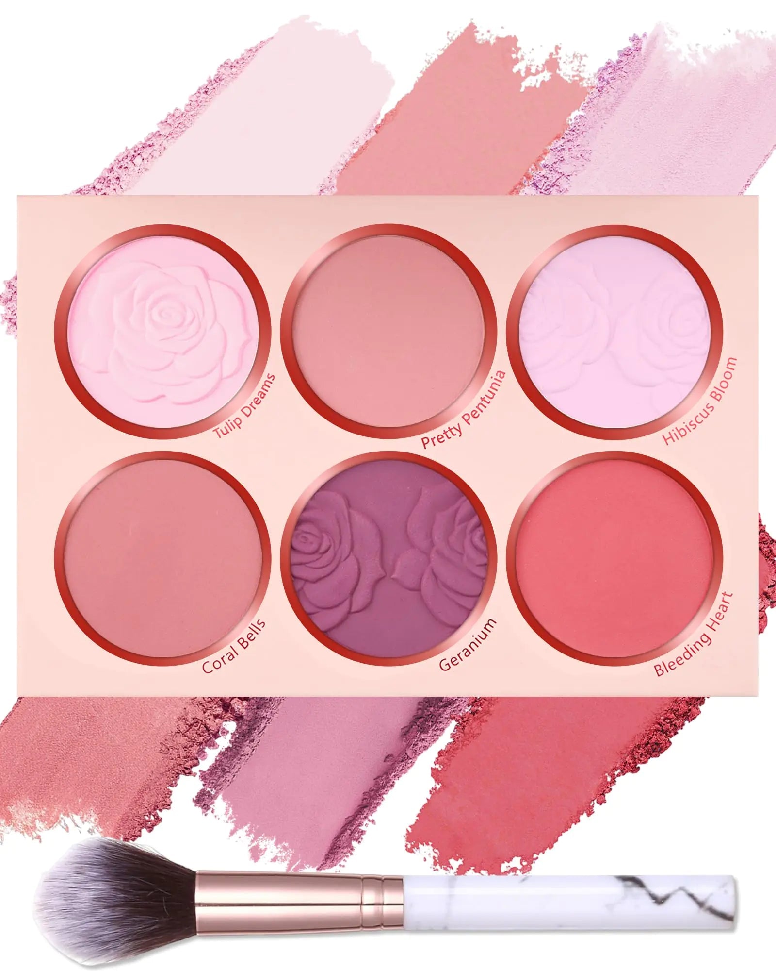 6 - Color Matte Face Blush Palette with Brush - Long - Lasting & Blendable (Set 01) - GNS Beauty & Personal Care