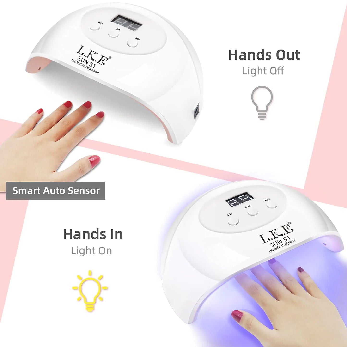 Professional Nail Art Dryer - LKE 72W Gel UV LED Lamp