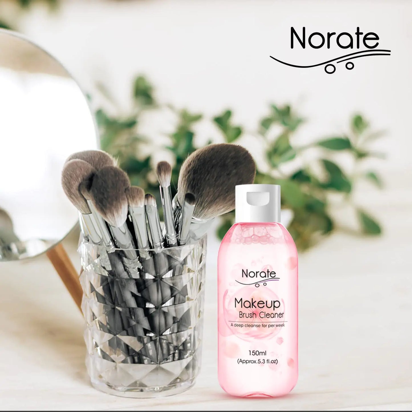 Norate Makeup Brush Cleaner Solution - Gentle, Cruelty-Free Deep Clean for Brushes & Sponges, 5.3 FL OZ