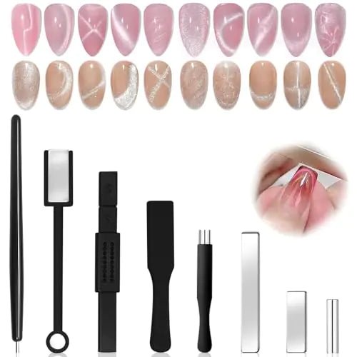 8 - Piece Nail Magnet Set for Cat Eye Gel Polish - Strong Suction Wand Tools - GNS Beauty & Personal Care
