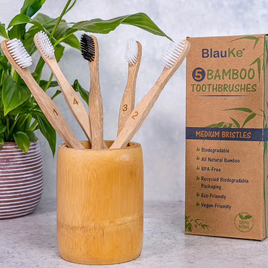 Eco-Friendly Bamboo Toothbrush Set - Sustainable Oral Care (5-Pack)