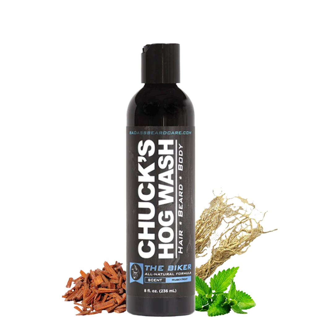 Badass Beard Care Chuck's Hog Wash - The Biker | 3-in-1 Beard, Hair & Body Wash