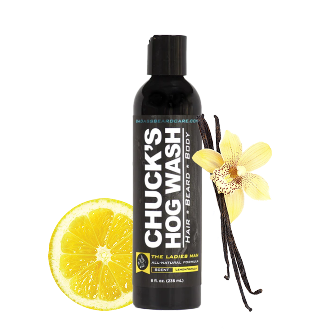 Badass Beard Care Chuck's Hog Wash - The Ladies Man | 3-in-1 Beard, Hair & Body Wash