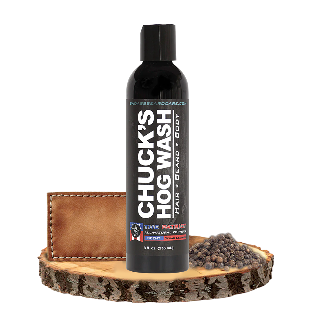 Badass Beard Care Chuck's Hog Wash - The Patriot | 3-in-1 Beard, Hair & Body Wash