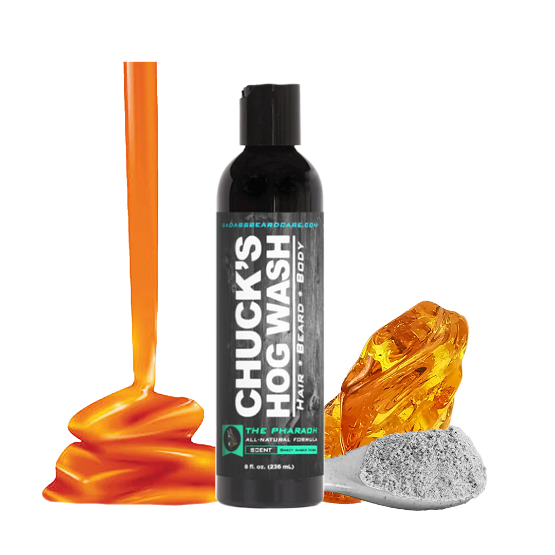 Badass Beard Care Chuck's Hog Wash - The Pharaoh | 3-in-1 Beard, Hair & Body Wash