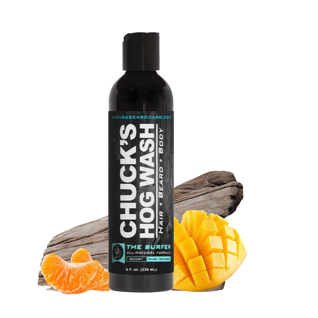 Badass Beard Care Chuck's Hog Wash - The Surfer | 3-in-1 Beard, Hair & Body Wash