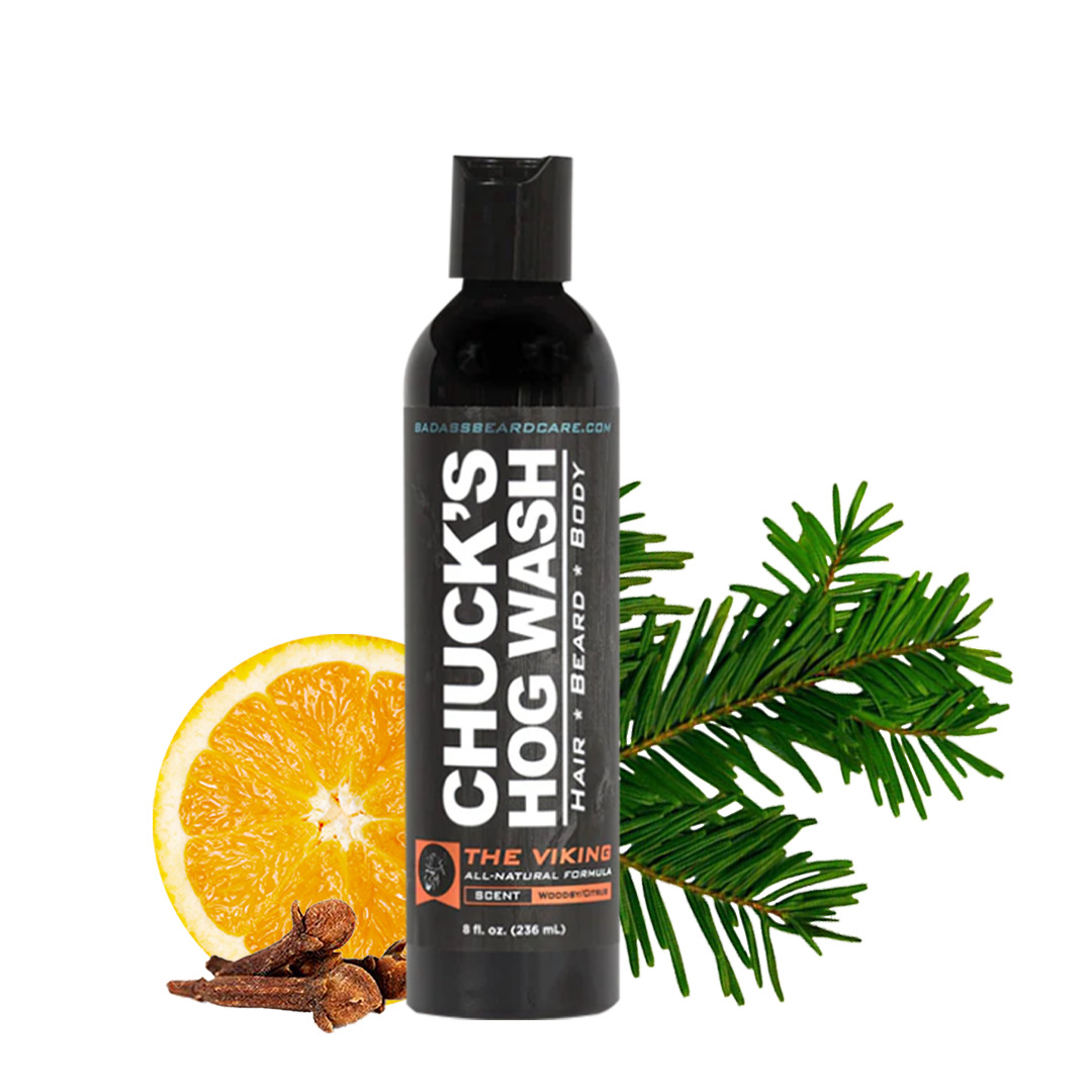 Badass Beard Care Chuck's Hog Wash - The Viking | 3-in-1 Beard, Hair & Body Wash