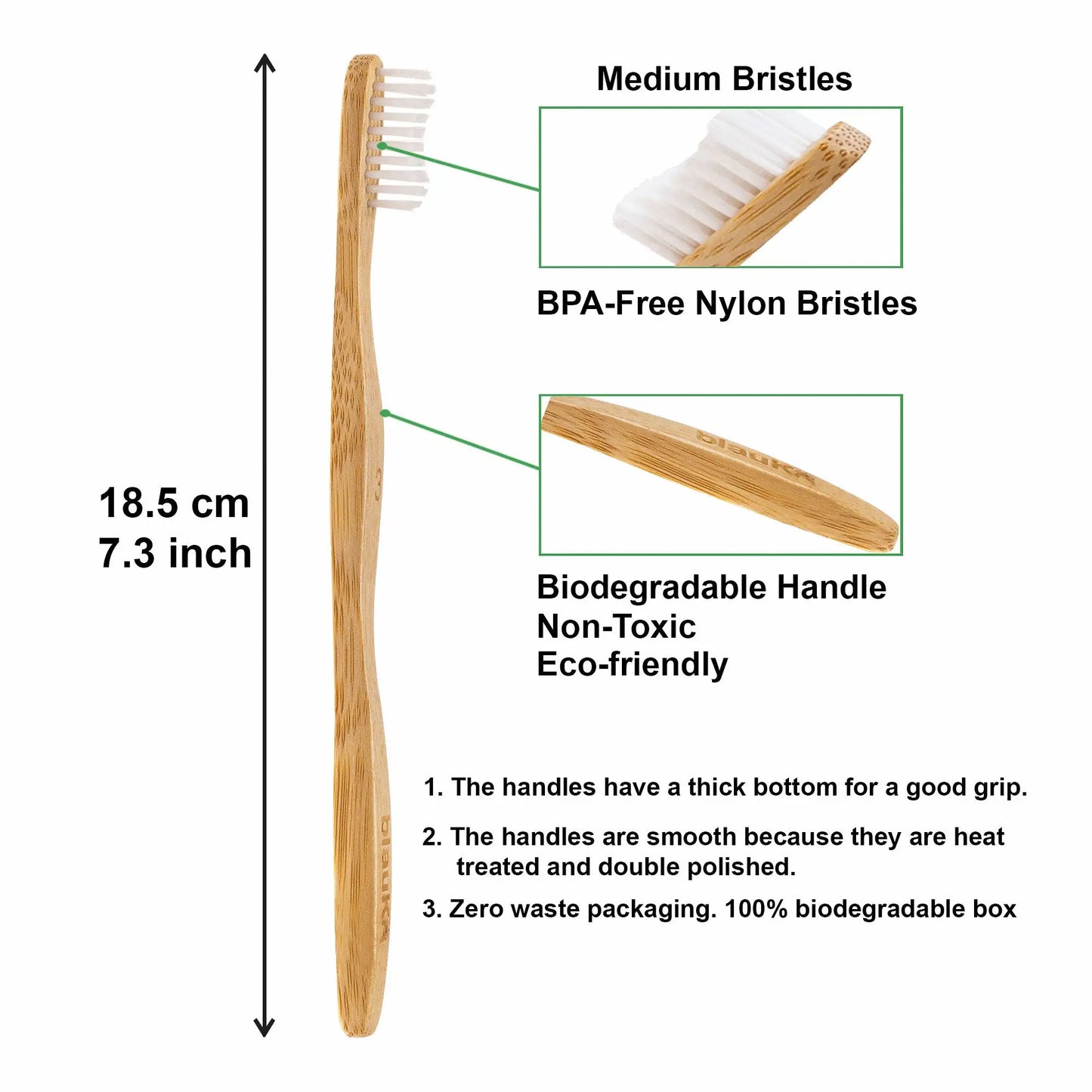 Eco-Friendly Bamboo Toothbrush Set - Sustainable Oral Care (5-Pack)