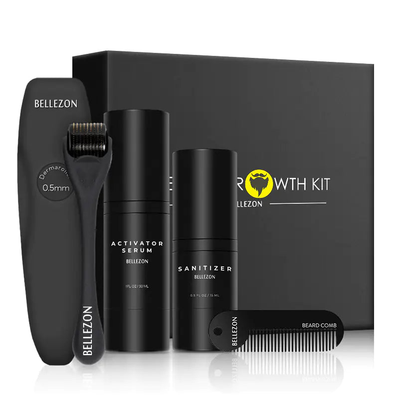 Beard Growth Kit with Growth Serum & Care Set - Achieve a Thicker, Fuller Beard