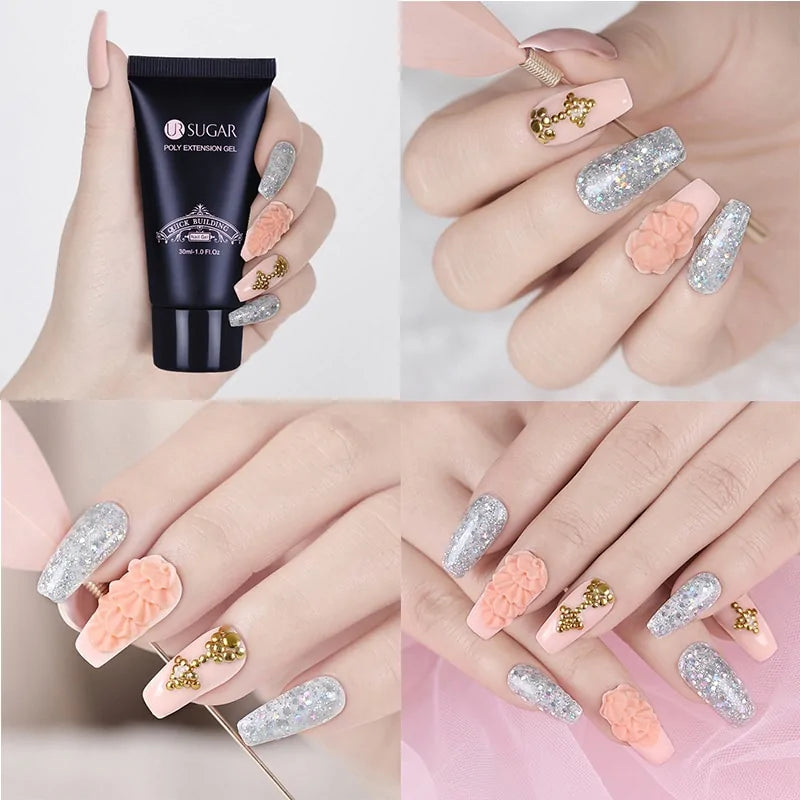 PolyGel Nail Kit with Quick Building Nail Tips & Gift Clip