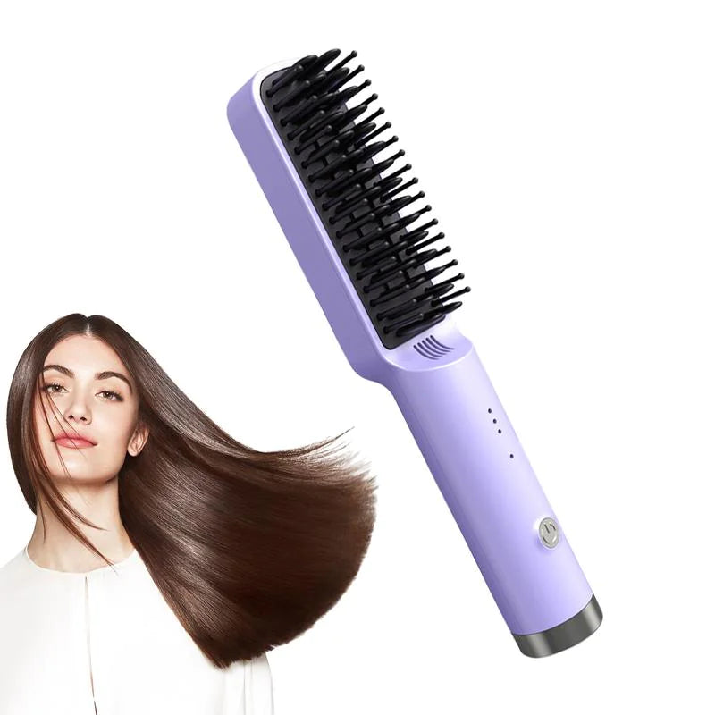 Cordless Hair Straightener Brush with Fast Ionic Heat