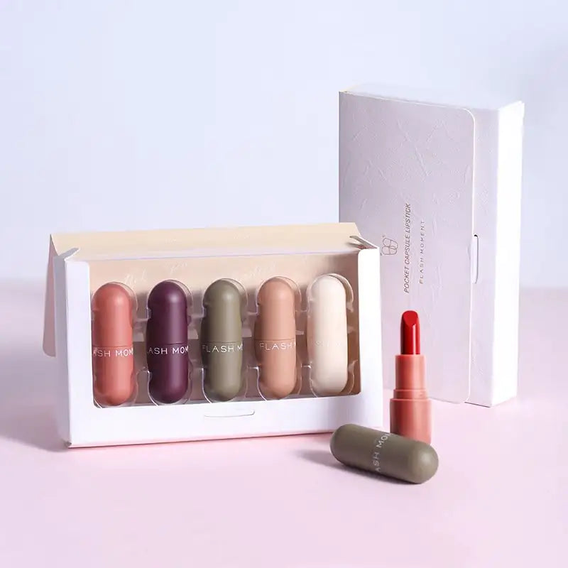Mini Capsule Lipstick – Velvet Matte Luxury in a Compact Design