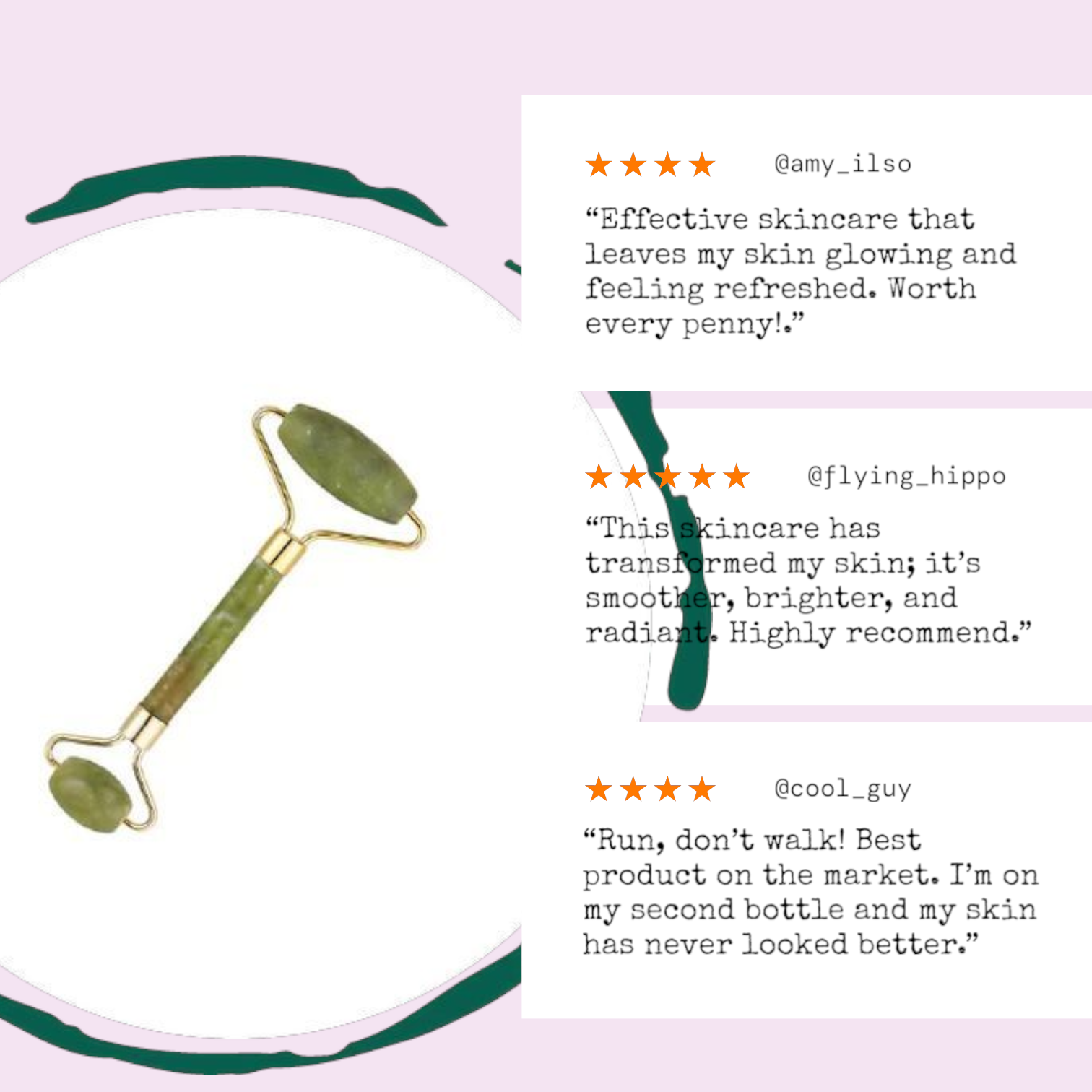 BeNat Jade Facial Roller - Skincare Massage for Radiant Skin