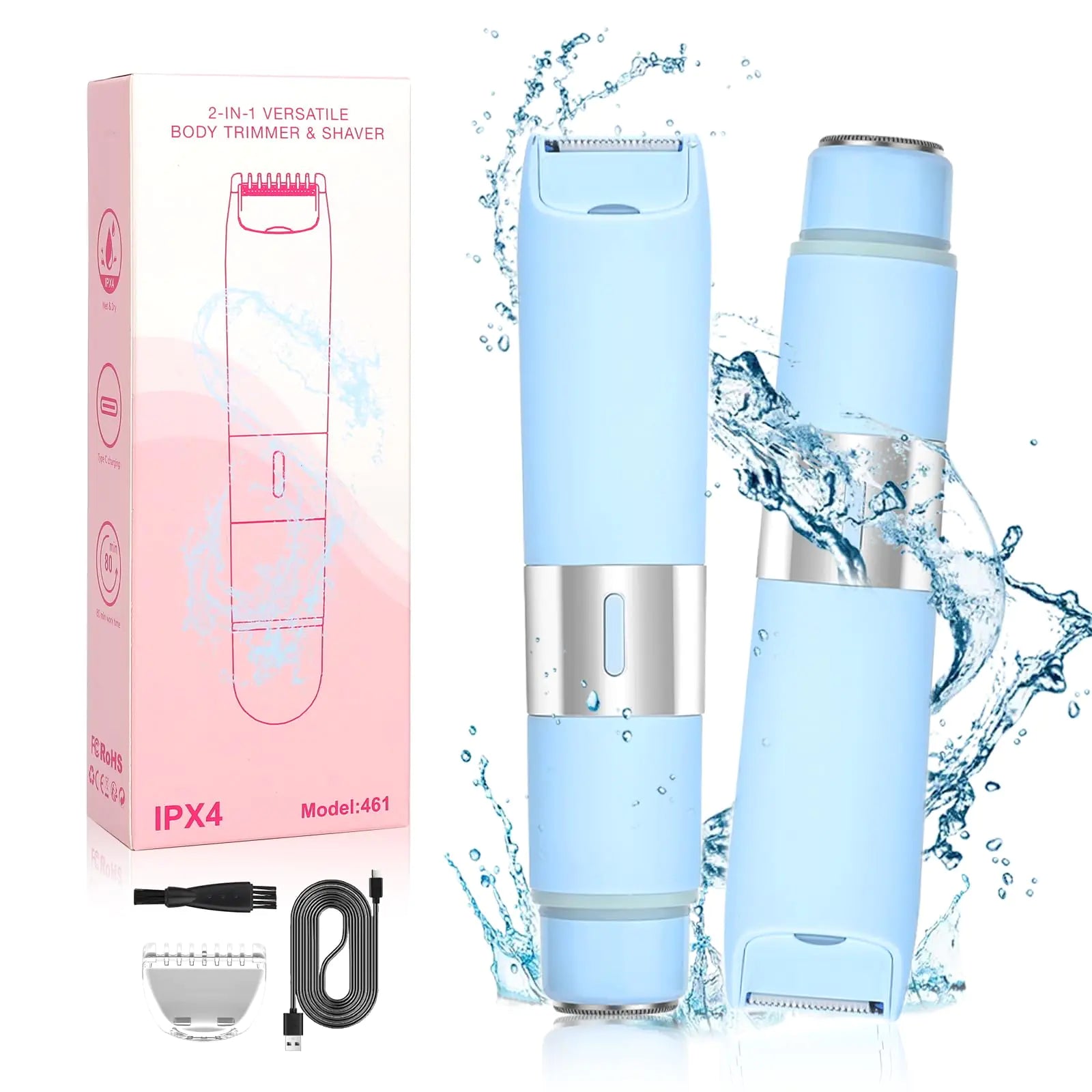 Lanumi 2-in-1 Women's Bikini Trimmer (Blue)