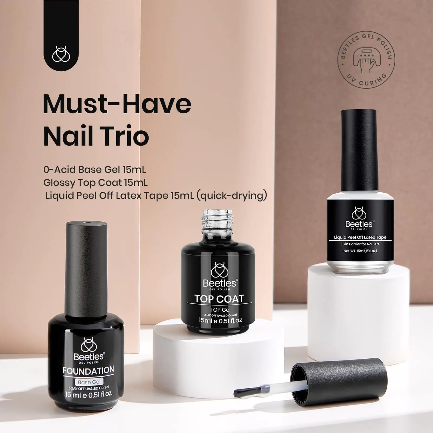 3Pcs Gel Polish Set: Top & Base Coat with Liquid Latex