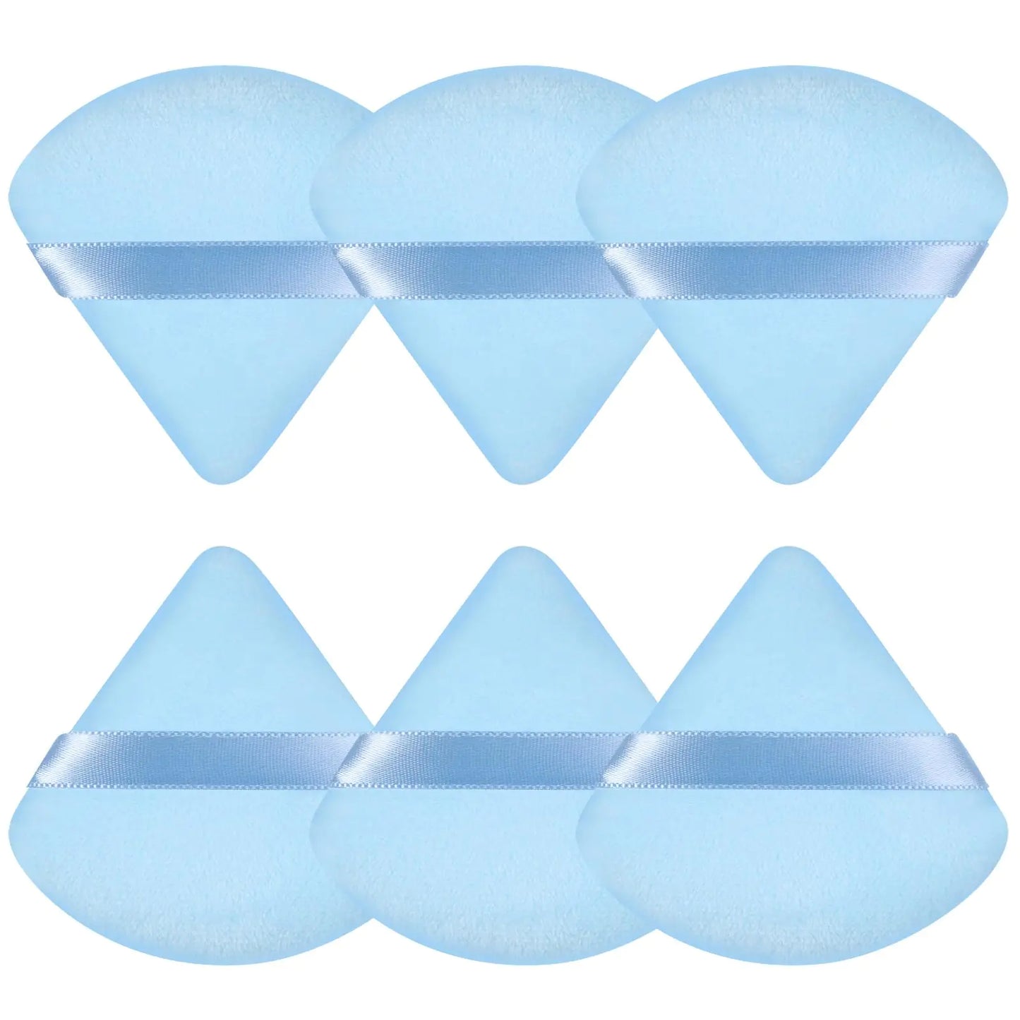 Best Powder Puff Set for All Skin Types – 6 Triangle Velvet Makeup Sponges, Blue