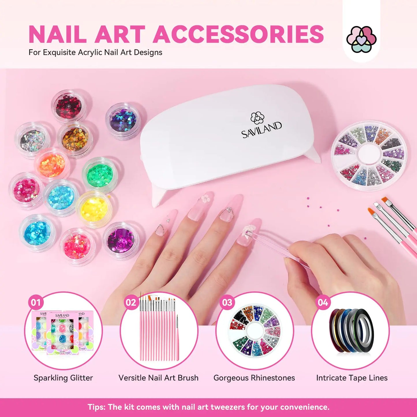 Complete SAVILAND Acrylic Nail Kit with Drill for Beginners