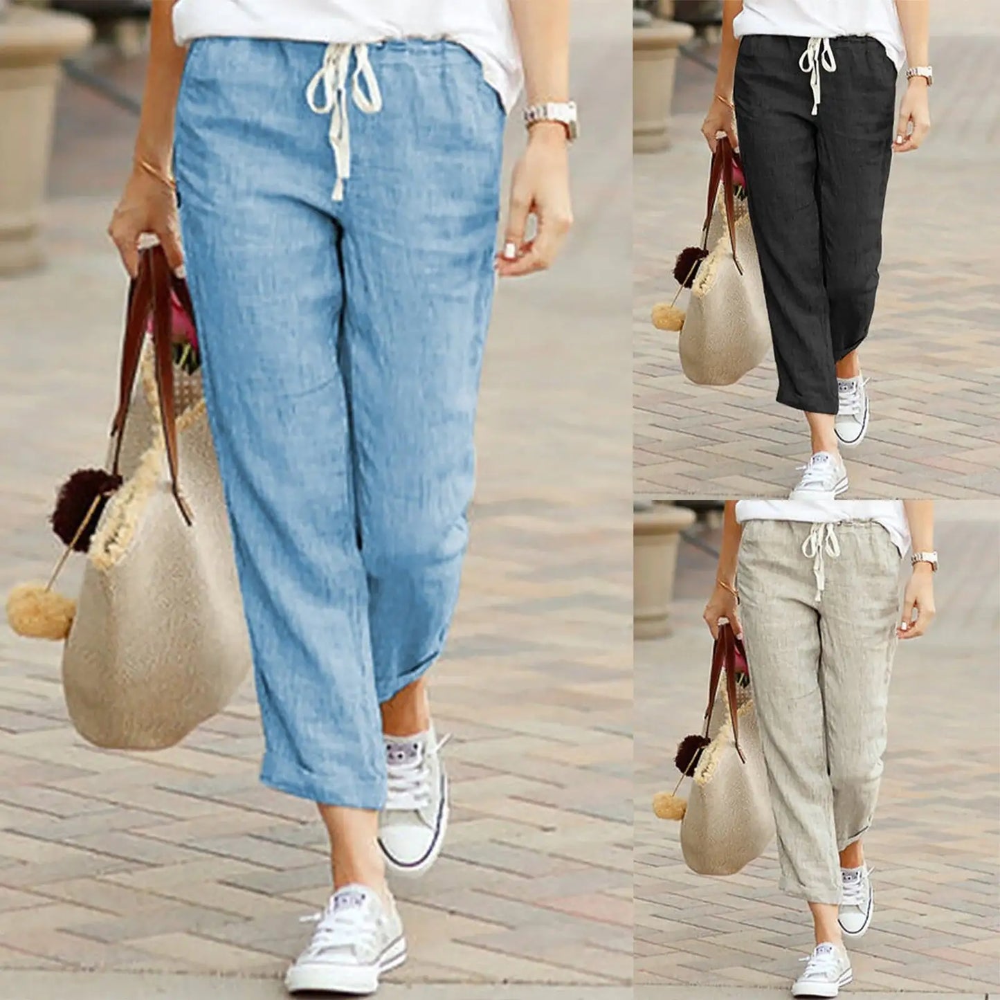 Lightweight Drawstring Elastic Waist Pants - Summer Comfort