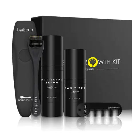 Beard Growth Liquid & Care Set - Micro-Needle Roller for a Fuller Beard
