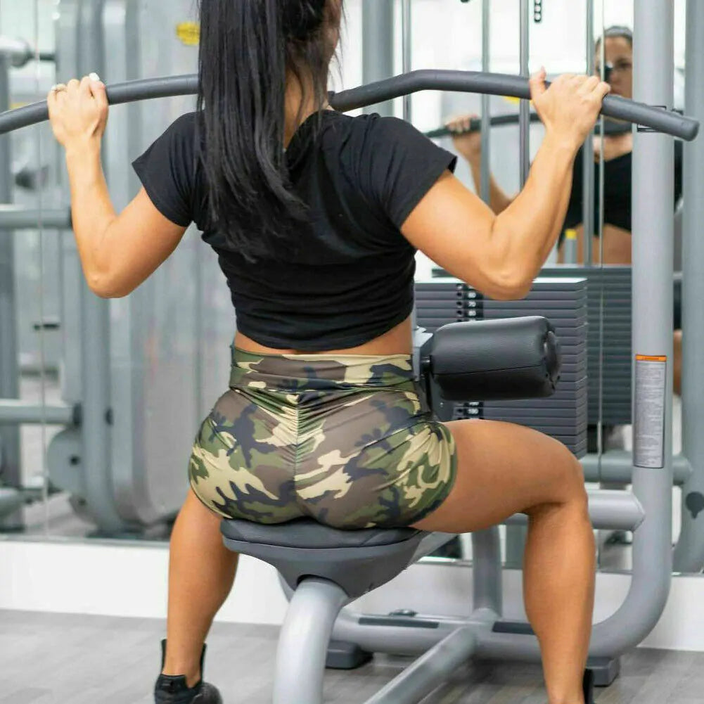 High Waist Camouflage Fitness Shorts for Women