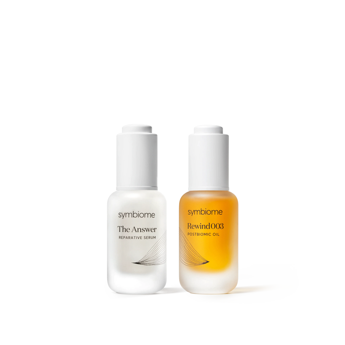 Geschmeidiges Hautset (The Answer Reparative Serum + Rewind003 Age-Defeying Postbiomic Oil) – von Symbiome