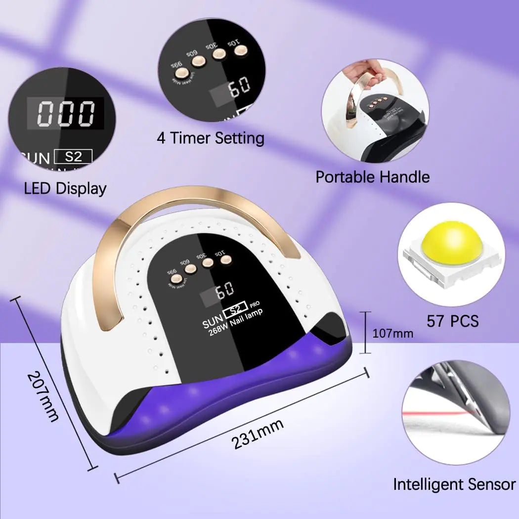 268W UV LED Nail Lamp with Automatic Sensor & 4 Timers