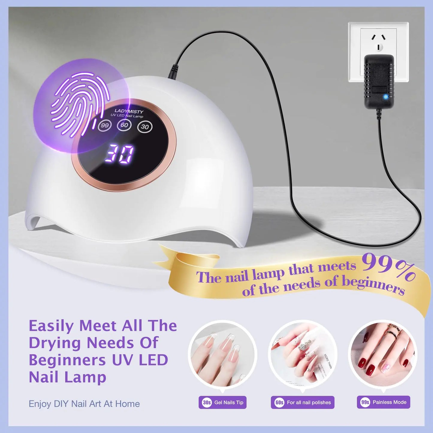 Professional 72W UV LED Nail Lamp with 18 Beads & LCD Touch Display